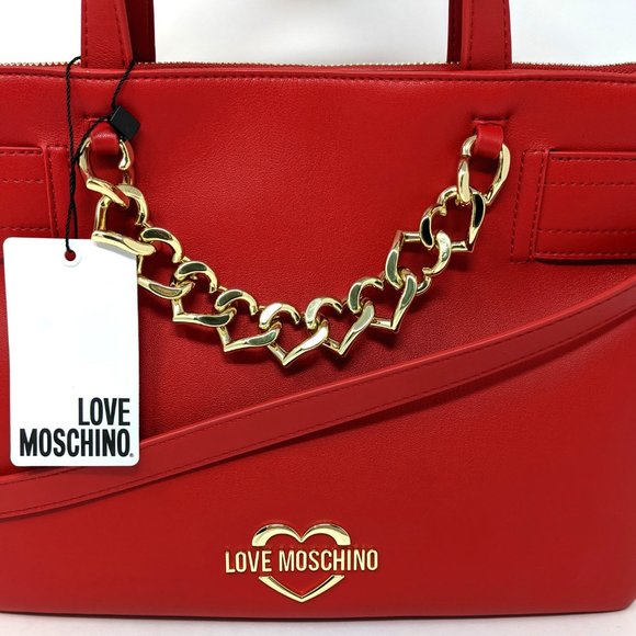 New Love Moschino Borsa Pu Rosso Red Satchel Bag - Picture 3 of 16